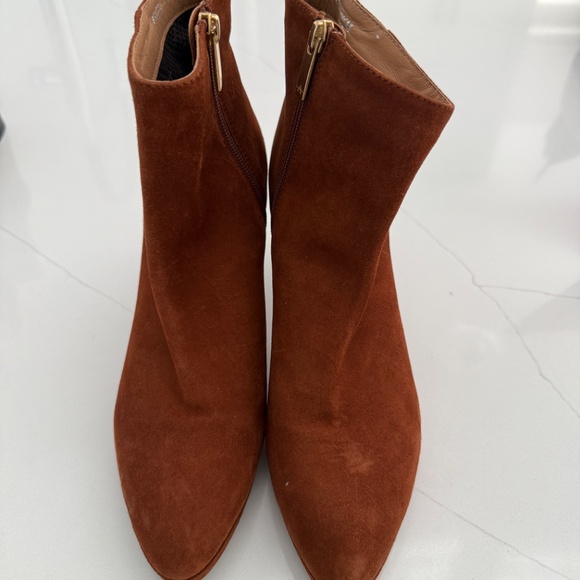 Aquatalia Roxana Bootie Rust Brown Ginger Suede Heeled Boot - Picture 7 of 7